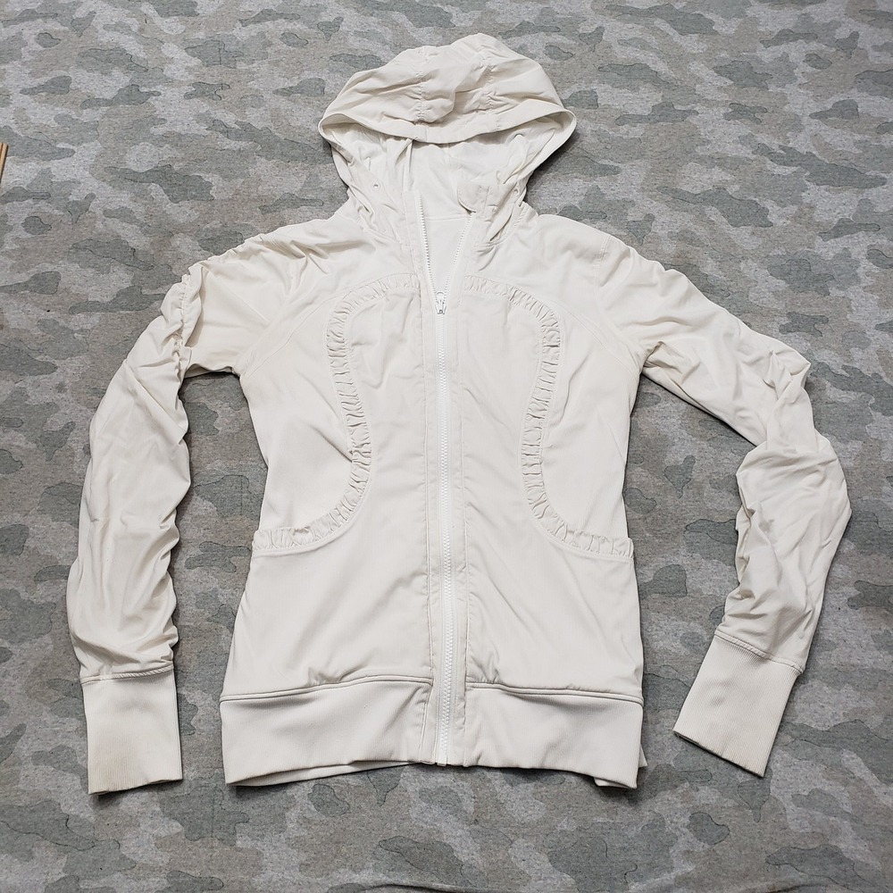 Lululemon Dance Studio‎ Jacket Womens Small White Full Zip Hooded